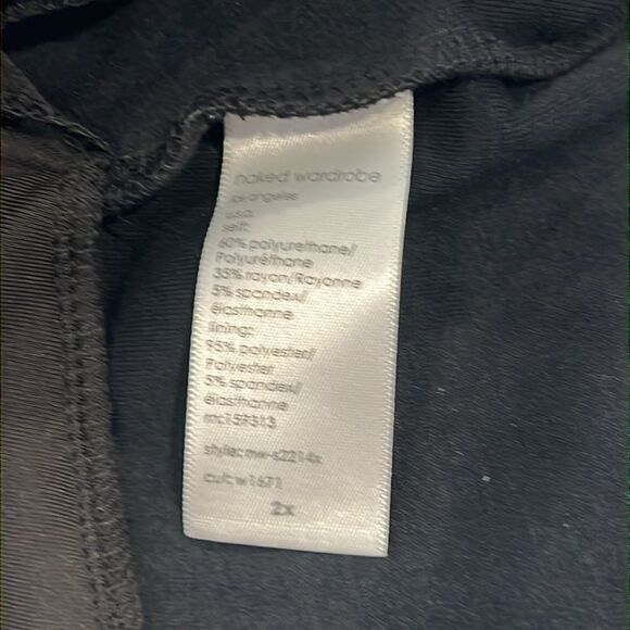 NWT Naked Wardrobe Black Faux Leather Midi Skirt 2X Front Slit - Picture 13 of 15